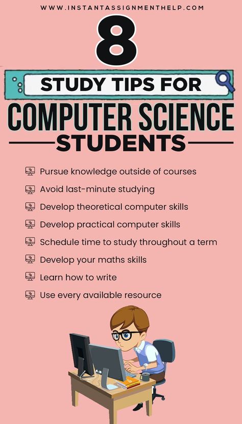 Computer Science Study Tips for Students Computer And Information Science, Notes For Computer Science, What Can You Do With A Computer Science Degree, Computer Engineering Study Tips, Study Motivation Coding, Computers For College Students, Computer Learning Tips, How To Study Computer Subject, Study Tips For Engineering Students