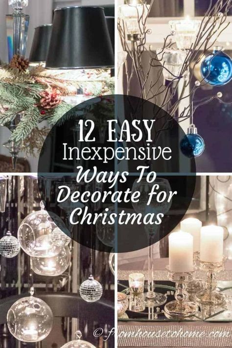 These easy and creative Christmas decorations will give you lots of ideas for adding festive spirit to your apartment or house without spending a lot of money. Ways To Decorate For Christmas, Bedroom For Christmas, Christmas Easy, Decorate For Christmas, Christmas Creative, Inexpensive Christmas, Wall Christmas Tree, Christmas Decorating Ideas, Christmas On A Budget