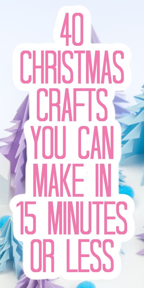 Get over 40 Christmas craft projects that all take 15 minutes or less to make! You can be creative in less time this holiday season! #christmas #christmascrafts #easycrafts Christmas Make And Take, Easy Group Christmas Crafts For Women, Holiday Crafts To Make And Sell, Diy Christmas Bazaar Crafts, Easy Sew Projects To Sell, Christmas Crafts For A Group Of Women, Easy Homemade Ornaments Christmas, Easy Crafts For Adults Christmas, Easy Crafts For Christmas Gifts