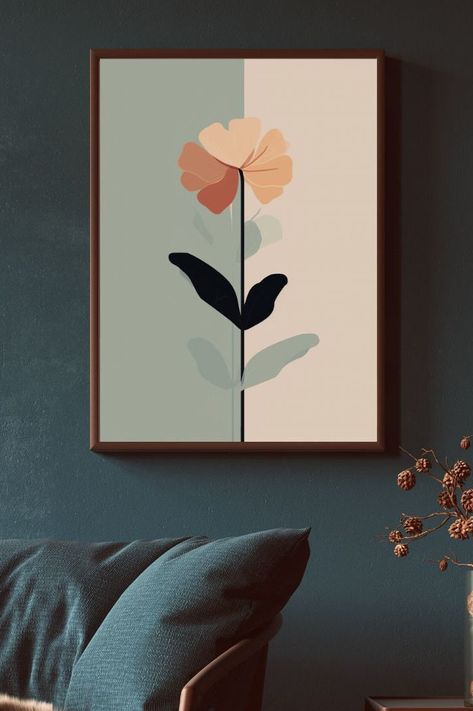 Office Decor Painting, Minimalist Floral Painting, Minimalist Floral Art, Minimalistic Canvas Art, Wall Frame Painting Ideas, Acrylic Minimalist Painting, Wall Decor Painting Canvases, Minimalistic Painting Ideas, Easy Modern Art Paintings