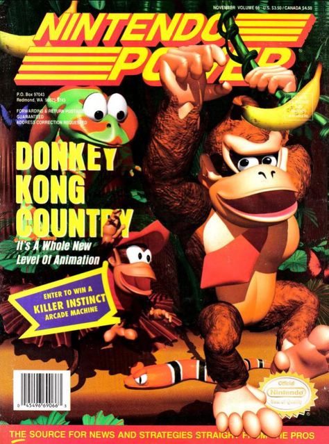 Nintendo Cover, Snes Games, Nintendo Power, Video Game Magazines, Gaming Magazines, Magazine Spread, Donkey Kong Country, Classic Video Games, Retro Videos