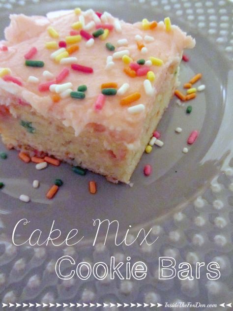 White Cake Mix Cookies, Cake Mix Bars, Field Meals, Cake Mix Cookie, Cake Mix Cookie Bars, Recipes Using Cake Mix, Cookie Bars Easy, Fact About Me, Sugar Cookie Cakes