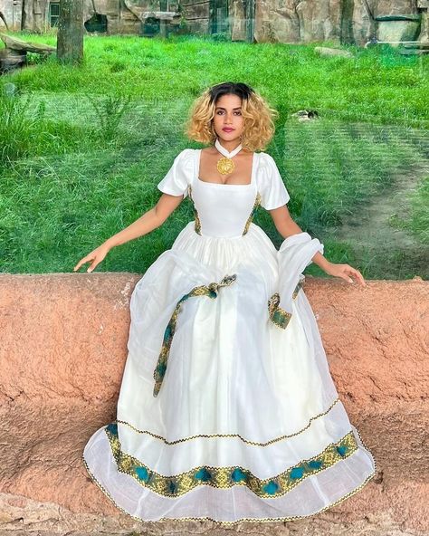 Simple Short Sleeved Traditional Ethiopian Dress