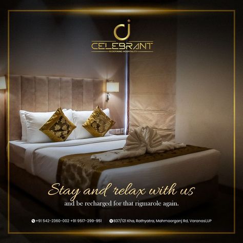 A stay with us will enrich your life for sure. Email Us : gm@celebranthotels.com Call Us : +91-9517-299-951 Website : http://celebranthotels.com #celebranthotel #celebrant #varanasihotel #varanasi #hotelinvaranasi #besthotel #luxurioushotel #luxury #banaras #luxurious #varanasihotels #varanasitaycation #comfort #bestrestaurant #bestfood #food #explore #travel #travelvaranasi #tourist #staycation #hotel #banaras #kashi #bhu Hotel Marketing Design, Staycation Hotel, Luxury Hotels Interior, Furniture Graphic, Hotel Ads, Hotel Royal, Hotel Marketing, Real Estate Marketing Design, Social Media Branding Design