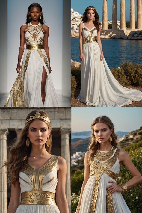 Cleopatra Style Fashion, Goddess Looks Inspiration, Greek Goddess Outfit Ideas, Athena Inspired Outfit, Greek Gods And Goddesses Outfits, Greek Gods Inspired Outfits, Ancient Greek Inspired Fashion, Greek God Fashion, Greek Godesses Outfit