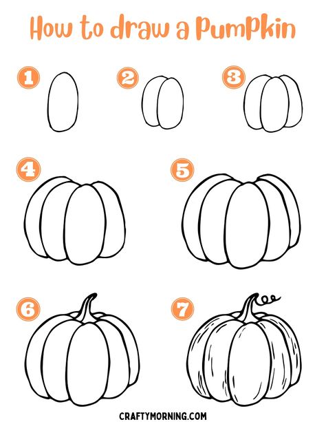 Simple Fall Drawing Ideas Easy, What To Draw For Halloween, Easy To Draw Pumpkins, How To Draw A Scarecrow Step By Step, Pumkin Drawing Ideas Easy, Pumkin Drawing Cartoon Easy, Pumpkin Zentangle Art, How To Draw Fall Leaves Step By Step, Step By Step Pumpkin Drawing