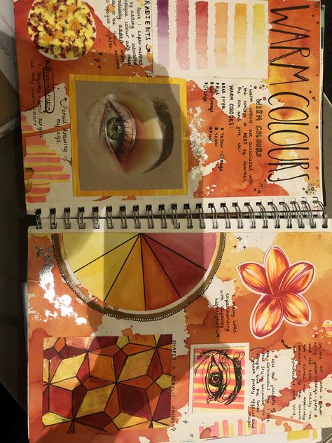 Art Cba 2 Ideas, Gcse Art Sketchbook Tone, Source Book Ideas Art, Alevel Sketchbook Art Mindmap, Colour Art Gcse, Colour Gcse Art Sketchbook Pages, Colourful Sketchbook Ideas, Gcse Graphics Sketchbooks, Alevel Art Mindmap