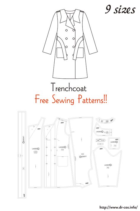 Kids Trench Coat, Trench Coat Pattern, Sewing Pattern Pieces, Sewing Coat, Coat Sewing, Coat Pattern Sewing, Free Sewing Patterns, Sewing School, Free Pdf Sewing Patterns