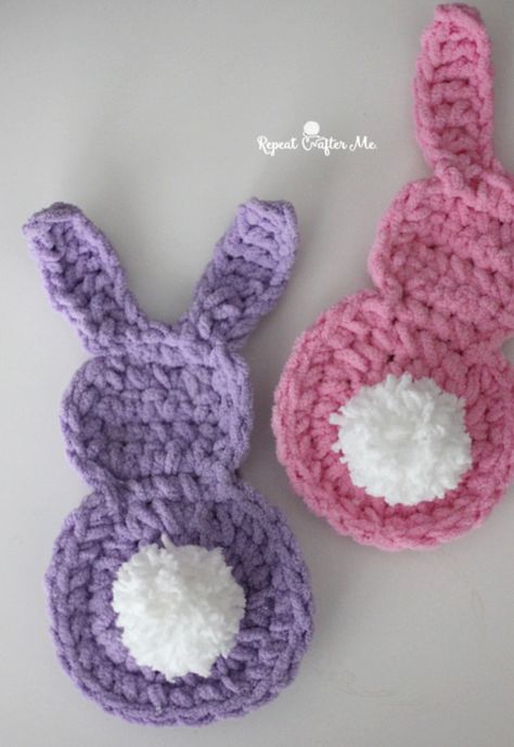 Easter Crochet Patterns Free, Appliques Au Crochet, Crochet Applique Patterns Free, Spring Crochet, Repeat Crafter Me, Bernat Blanket, Crochet Bunny Pattern, Easter Crochet Patterns, Bunny Crochet