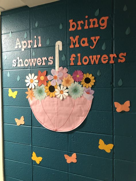 Spring Bulletin Boards Preschool, April Bulletin Boards, Kindergarten Bulletin Boards, Diy Bulletin Board, Work Bulletin Boards, Spring Bulletin, Ra Bulletin Boards, Birthday Bulletin Boards, Birthday Bulletin