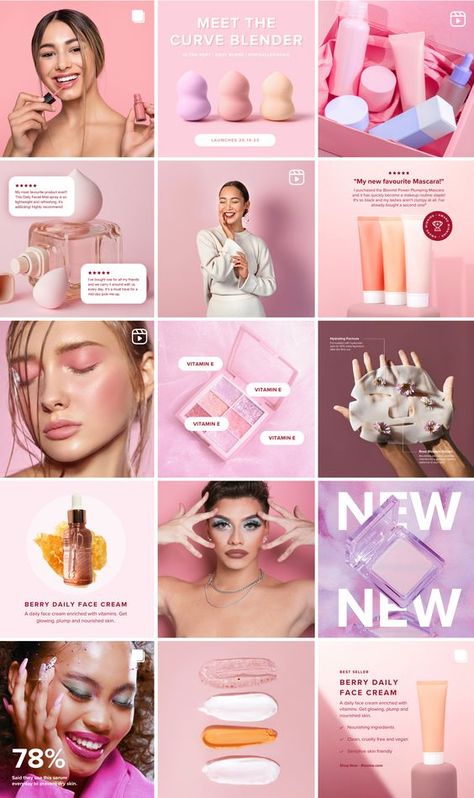 Elevate Your Beauty Brand on Instagram with Pink Makeup Feed Templates #reelsgraphicdesign #instagramreelgraphicdesign #reelsgraphicdesignideas, Makeup Instagram Post, Makeup Campaign, Instagram Branding Design, Ads Creative Advertising Ideas, 광고 디자인, Beauty Marketing, Makeup Store, Pink Instagram, Instagram Layout