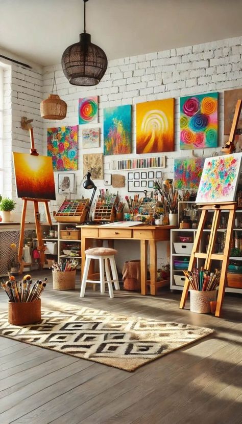 20 Enchanting Whimsical Home Office Ideas to Spark Your Creativity 30 2024 Home Decor Trends, Art Studio Decor, Supplies Aesthetic, 2024 Home Decor, Studio At Home, Paint Organization, Amazon Home Finds, Art Studio Space, Art Studio Room