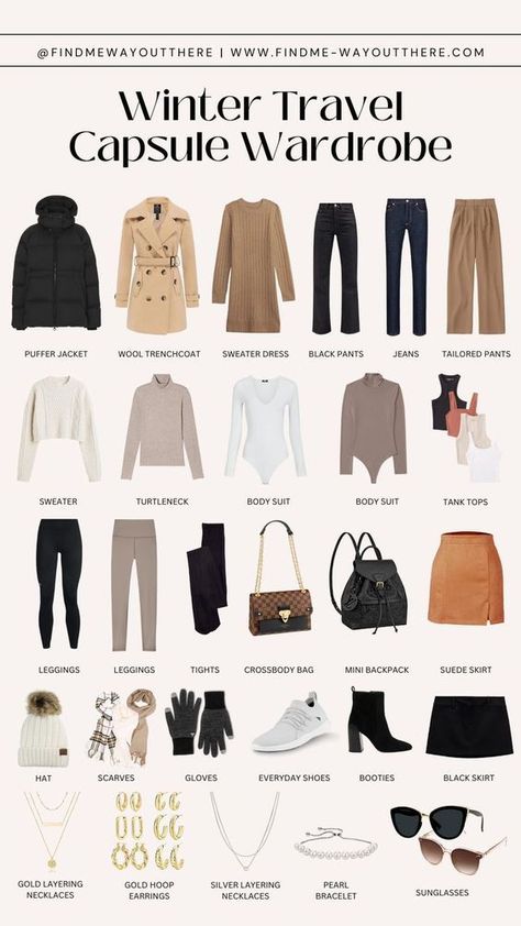 Winter Trip Capsule Wardrobe, Capsule Wardrobe Italy Winter, Europe Capsule Wardrobe Winter, Winter Travel Capsule Wardrobe 2023, Winter Travelling Outfits, Europe In January Outfits, Italy In The Winter Outfits, Capsule Wardrobe Winter Travel, Fall Winter Capsule Wardrobe 2023