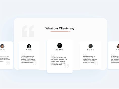 Website Testimonial Design Inspiration, Testimonial Page Design Website, Review Section Design, Testimonials Design Website, Testimonials Web Design Inspiration, Website Review Section, Testimonial Design Layout Website, Testimonials Section Web Design, Website Review Design