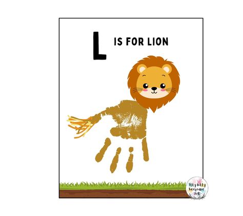 Letter L Handprint Craft Art Printable Template / Alphabet Crafts Letter L Handprint, Letter L Crafts For Preschoolers, Lion Handprint, Handprint Template, L Is For Lion, Handprint Printable, Alphabet Crafts Preschool, Mothers Day Poems, Circle Math