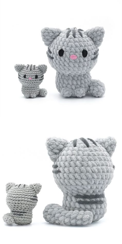 Kat Haken, Crocheted Cat, Cat Crochet, Easy Crochet Animals, Crochet Cat Pattern, Cat Amigurumi, Crochet Animals Free Patterns, Crochet Design Pattern, Beginner Crochet Projects