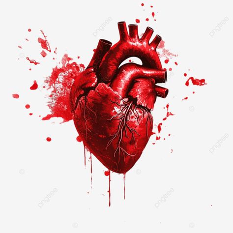 medical illustration of a heart with red paint splatters heart medical illustration png Lungs Drawing, Human Heart Art, Anatomical Heart Drawing, Human Heart Drawing, Heart Organ, Anatomical Heart Art, Heart Anatomy, Heart Illustration, Heart Drawing