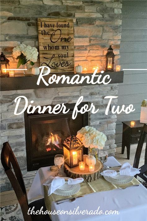 A romantic table for two is easy to pull together using candles, lanterns and flowers. Set up a card table with a pretty white table cloth in an unexpected place, such as in front of the fireplace, or outside. This is the perfect way to celebrate an anniversary, Valentine's Day, or any special occasion. How To Set A Romantic Table For Two, Romantic Dinner Decoration For Two Date Nights Table Settings, Dinner For Two Table Setting Romantic, Romantic Dinner At Home Decorations Table Settings Date Nights, Simple Candle Light Dinner At Home, Romantic Dinner Table Setting For Two At Home, Anniversary Table Decorations At Home, Romantic Table Setting For Two At Home, Romantic Dinner For Two Candlelight