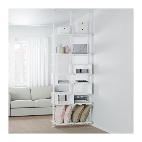 ELVARLI 2 section shelving unit  - IKEA Elvarli Ikea, Manchester Apartment, Ikea Elvarli, Ikea Stolmen, Visual Merchandiser, Ceiling Materials, Ikea Living Room, Open Plan Kitchen Living Room, Open Plan Living Room