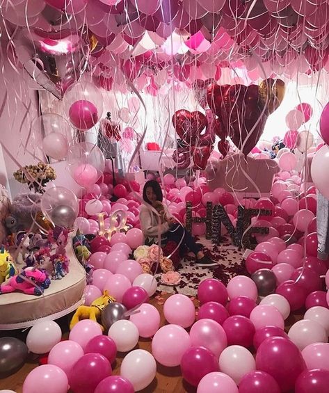 Balloons, Ceiling, Birthday, Silver, Pink, White, Instagram