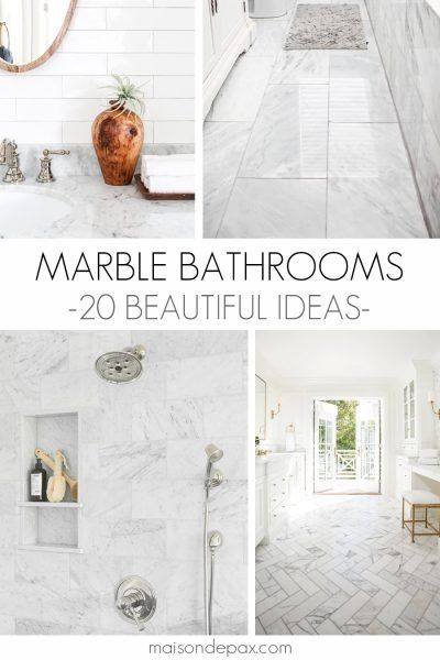 Marble in the bathroom? Yes! See 20 beautiful marble bathrooms. #bathroomdesign #carraramarble Marble Bathroom Ideas, Carrara Bathroom, White Marble Shower, Grey Marble Bathroom, Rustic Modern Bathroom, Carrara Marble Bathroom, Bathroom Design Plans, Marble Shower Tile, Marble Bathrooms