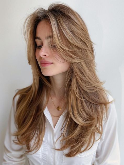 Volumous Haircuts For Long Hair, Haircuts Long Hair Layered, Layered Haircuts For Hair Long, Long Layer Wavy Haircut, Cute Hair Cuts For Long Hair, Hair With Layers And Face Framing, Cut For Long Hair, Hair For Long Haircuts, Layered Hair Women