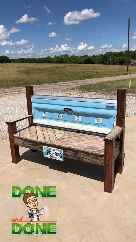 Ford Tailgate Bench, Ag Mech Projects Welding, Tailgate Bench Diy, Ag Mechanics Projects Ideas, Ford Bench, Diy Tailgate Bench, Sae Projects, Tailgate Benches, Ag Mechanics