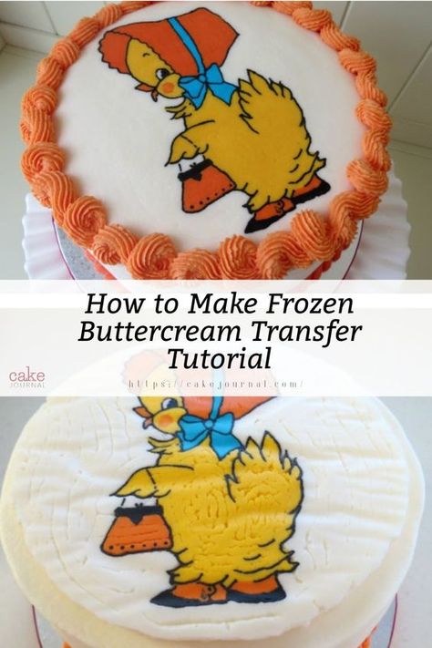 Icing Transfers Buttercream, Buttercream Cake Transfer, Butter Cream Transfer, Buttercream Transfer Cake, Frozen Buttercream Cake, Buttercream Transfer Tutorial, Frozen Buttercream Transfer, Lps Cakes, Buttercream Transfer