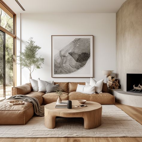 Cozy Earthy Living Room - Quiet Minimal - Interior Design Inspiration & Ideas Earth Tone Living Room, Organic Living Room, Earthy Living Room, Japandi Living, Casas The Sims 4, Decoracion Living, Neutral Living Room, Hus Inspiration, Living Room Design Modern