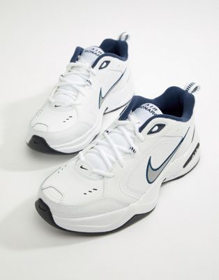 Nike Air Monarch Trainers In White 415445-102 Nike Dad Shoes, Nike Monarch, Kasut Nike, Air Monarch Iv, Nike Air Monarch Iv, Nike Air Monarch, White Nike Shoes, Mode Turban, Nike Swoosh Logo