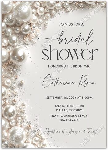 Bridal Shower Ideas White Theme, Glitz And Glam Bridal Shower Theme, Bridal Shower In February, Diamonds And Pearls Bridal Shower Ideas, Pearls And Lace Bridal Shower Ideas, Pearl Wedding Shower Ideas, Art Deco Bridal Shower Ideas, Glitz And Glam Bridal Shower Ideas, Bridal Shower Template