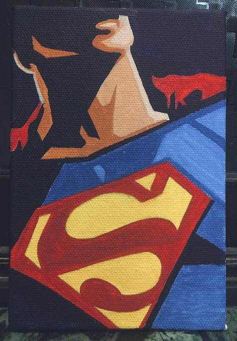 Superman Painting Easy, Marvel Art Painting, Superman Drawing Sketches, Marvel Paintings On Canvas, Comic Canvas Painting, Marvel Canvas Painting, Marvel Acrylic Painting, Superman Art Drawing, Superman Pop Art