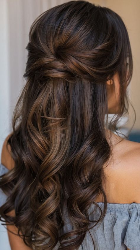 15 Stunning Bridesmaid Hair Ideas That Steal the Show -  #Bridesmaid #hair #Ideas #show #steal #Stunning Check more at https://ifoundaideas.com/wedding/15-stunning-bridesmaid-hair-ideas-that-steal-the-show/ Wedding Hairstyles Down Bridesmaid, Half Back Bridesmaid Hair, Bridesmaid Mid Length Hairstyles, Hairstyles For A Wedding Guest Half Up, Half Up Half Down Wedding Hair Bridesmaid Simple, Bridesmaids Hair Curly, Half Up With Curtain Bangs Wedding, Half Up Classy Hairstyles, Half Up Half Down Wedding Hair Maid Of Honor