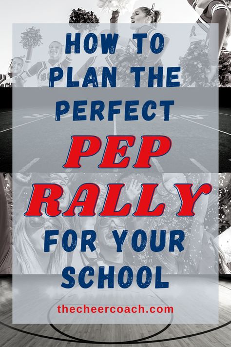 Every cheerleader wants to plan a pep rally that everyone will remember, here are some tips to make it happen! #peprally #cheerleading #schoolspirit #thecheercoach Cheerleading Football Game, Elementary Pep Rally Games, Outside Pep Rally Games, Baseball Pep Rally Ideas, Games To Play At Pep Rallys, Homecoming Assembly Ideas, Pep Rally Activities High Schools, Pep Rally Schedule, Back To School Pep Rally Ideas