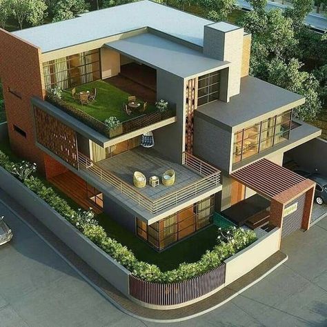 Exterior-Home-Design-Twitter House Projects Architecture, Exterior Modern House, Home Designs Exterior, Small House Elevation, House Design Ideas, Best Modern House Design, Small House Elevation Design, Exterior Modern, Simple House Design