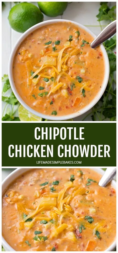 Zucchini Chowder, Southwestern Chicken Soup, Summer Soup Recipes, Chicken Chowder, Life Made Simple, Chicken Corn Chowder, Chowder Soup, Chipotle Chicken, Summer Corn