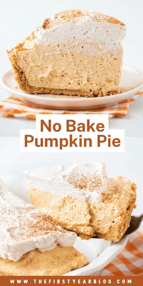 This easy, make-ahead no bake pumpkin pie is light, airy, and creamy and filled with all the Fall flavors of classic pumpkin pie! Pumpkin Icebox Pie, Punkin Pie Recipe, Easy No Bake Pumpkin Pie, No Bake Pumpkin Pie Recipe, Pumpkin Cream Pie Recipe, Icebox Pies, Pumpkin Cream Pie, Classic Pumpkin Pie, No Bake Pumpkin