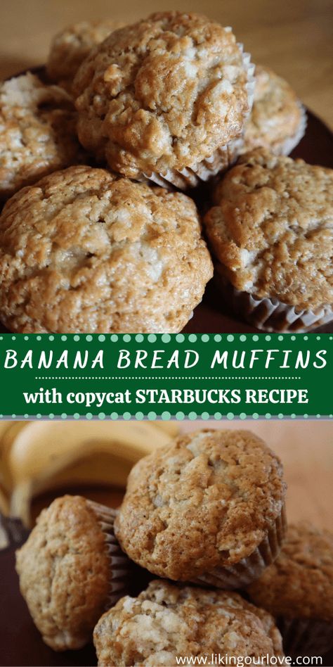 Banana Muffins Starbucks, Bana Bread Muffins Recipe, Banana Bread Cupcakes Recipe, Banana Bread Muffins Easy 2 Bananas, Banana Bread Muffins No Butter, Simple Banana Bread Muffins, Starbucks Recipes Banana Bread, Nana Bread Muffins, Banana Bread Muffins Recipe Healthy