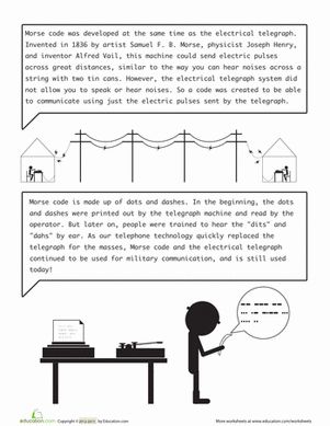 morse code alphabet worksheets | Third Grade History Worksheets: What is Morse Code? Third Grade History, Morse Code Alphabet, Code Alphabet, Third Grade Social Studies, Stem Classes, History Worksheets, Social Studies Worksheets, Reading Comprehension Activities, Becoming A Teacher