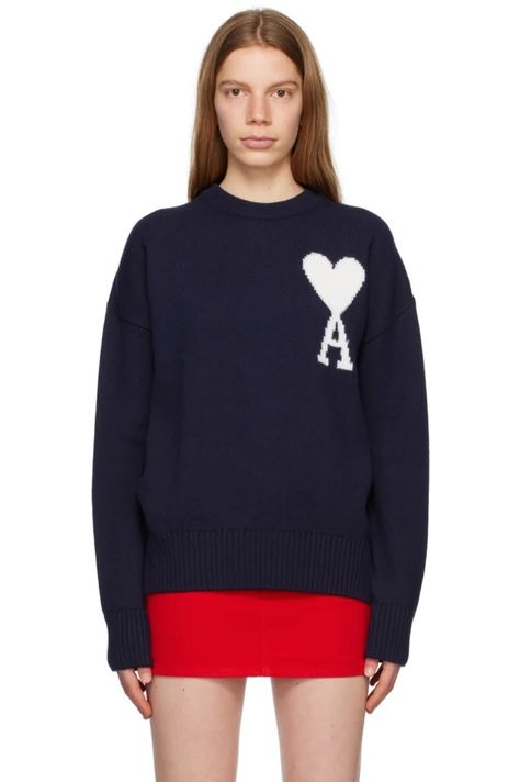 Discover great products at the best prices at Dealmoon. Ami Alexandre Mattiussi Navy Ami de Coeur Sweater. Price:$249.00 at SSENSE Ami Alexandre Mattiussi, Alexandre Mattiussi, Fashion Sale, Coupon Codes, Men's Clothing, Winter Outfits, Online Shopping, Mens Outfits, Navy