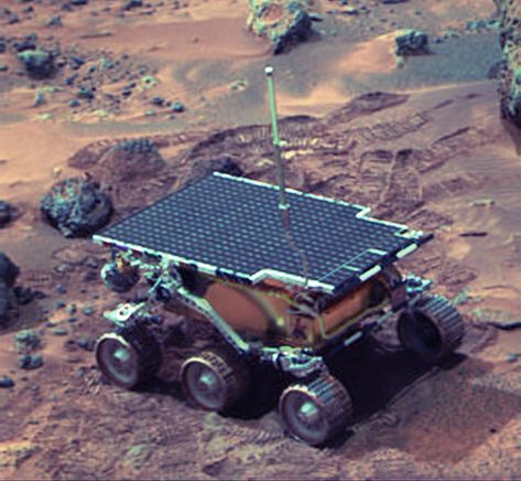 Sojourner Rover Near "The Dice" Water On Mars, Black Soil, Mars Exploration, Nasa History, Curiosity Rover, Nasa Mars, Mars Rover, Mission To Mars, Life On Mars