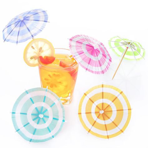 PRICES MAY VARY. What You Get: the package comes with 300 pieces of circular stripes cocktail umbrellas with elegant pattern, so you can pick the right statement for your tropical drinks, appetizers, fruit salads, and more Natural and Safe Materials: these colorful cocktail umbrella picks are made of natural wood sticks, topped by bright paper parasols that arrive folded down but deploy like real umbrellas, tasteless and safe, and will add a real splash of tropical brilliance to beverages Size I Hawaiian Cupcakes, Pina Colada Cupcakes, Cocktail Umbrella, Ice Cream Cocktails, Umbrella Craft, Drink Umbrellas, Paper Parasol, Appetizer Picks, Umbrella Decorations