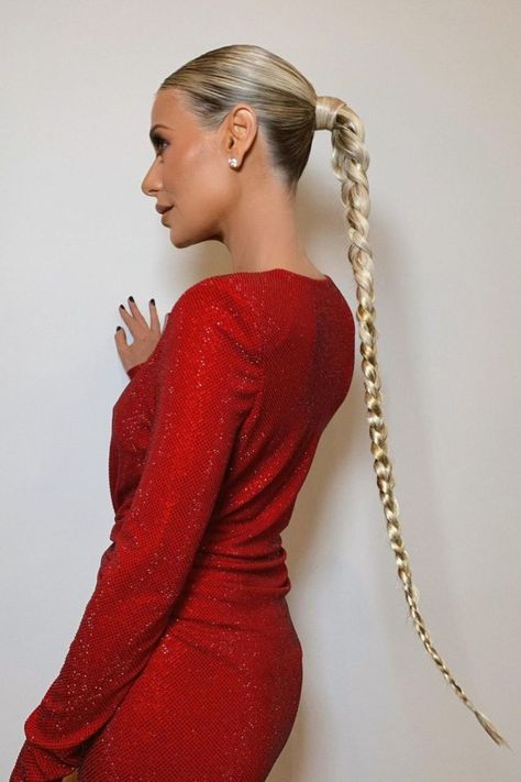 Plaited Ponytail, High Ponytail Braid, Long Ponytail Hairstyles, Sleek Braid, Sleek Braided Ponytail, Wet Look Hair, Tail Hairstyle, Blonde Ponytail, Bridal Braids