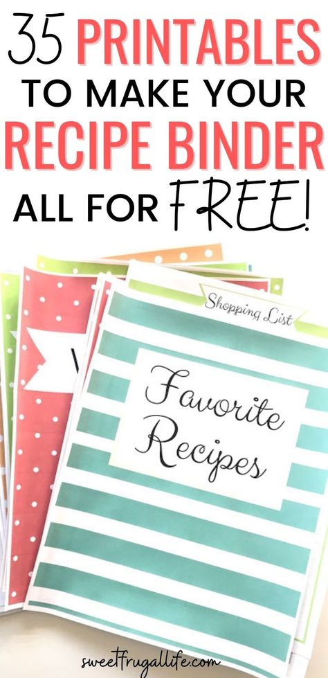 Free Recipe Binder Printables - Sweet Frugal Life How To Make A Recipe Binder, Recipe Binder Categories List, Free Printable Editable Recipe Binder Pages, Homemade Cook Book Ideas Recipe Binders, Happy Planner Recipe Printable, Recipe Dividers Free Printable, Recipe Binder Printables Free Templates, How To Make A Recipe Book, Free Printable Recipe Binder Pages