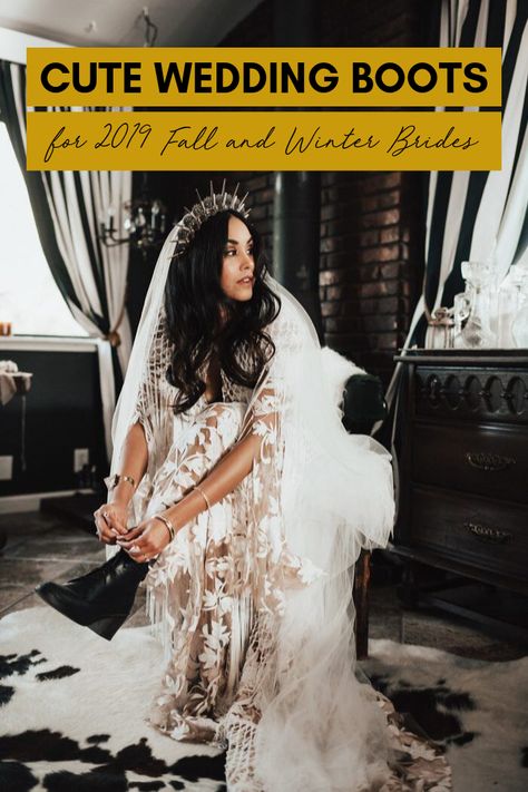 50 Cute Wedding Boots for 2019 Fall and Winter Brides | Junebug Weddings Boots Bride, Winter Wedding Boots, Henry Tieu, Frames Photography, Cowgirl Boots Wedding, Classic Black Boots, Wedding Wedges, Cowgirl Wedding, Perfect Wedding Shoes