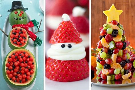 9 Ways to Get Festive with Fruit this Christmas Fruit Ideas For Christmas, Christmas Finger Desserts, Christmas Fruit Snacks, Holiday Fruit Platter, Festive Fruit Platter, Xmas Appetizers, Christmas Veggie Tray, Fruit Christmas Tree, Holiday Fruit