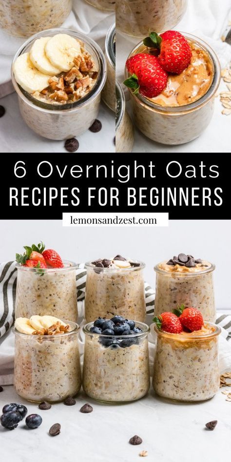 If you are looking for the easiest breakfast that only involves 5 minutes of prep, overnight oats are for you! These 6 simple recipes are quick and easy to whip up and full of flavor. Easily made dairy free and gluten free and you can meal prep a week at a time! Easy Overnight Oats Recipes, Petit Dej Healthy, Overnight Oats Recipe Easy, Overnight Oats Healthy Easy, Best Overnight Oats Recipe, Overnight Oats Recipes, Easy Overnight Oats, Oat Recipes Healthy, Overnight Oats Recipe Healthy