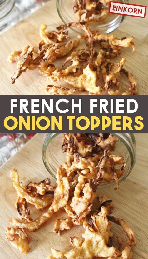 Make your own healthy homemade french fried onions using this simple recipe! Use coconut oil and einkorn flour, or any oil and flour combination you want! Perfect for casseroles like green bean casserole at Thanksgiving or broccoli cheese and french onion! Make these homemade french fried onion toppers today! #Recipes #FromScratchRecipes #Thanksgiving #Dinner #Einkorn #AModernHomestead Homemade French Fried Onions Gluten Free, Homemade French Fried Onions, Diet Cookies Recipe, Canned Recipes, Fried Onions Recipe, Today Recipes, Homesteading Recipes, Einkorn Recipes, Onion Ring