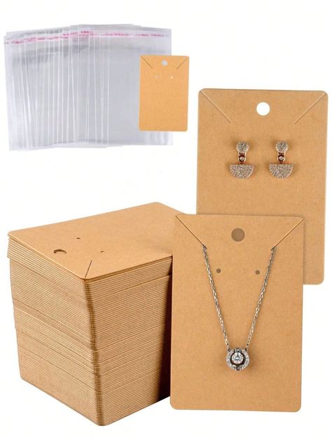 Brown  Collar  Paper  Displays & Trays Embellished   Gift Packaging & Jewelry Displays Diy Necklace Holder, Earring Card Display, Necklace Jewelry Display, Kraft Paper Tags, Jewelry Display Cards, Packaging Diy, Diy Jewelry Display, Packaging Ideas Business, Small Business Packaging Ideas