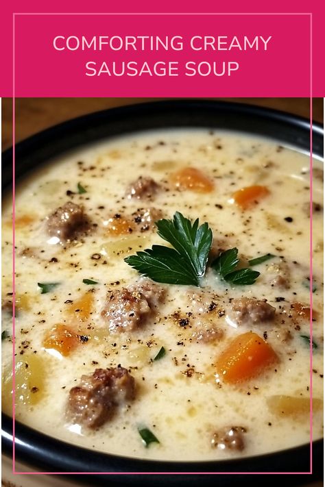 Warm up your evenings with this delightful Creamy Parmesan Italian Sausage Soup! Think of thick, rich goodness in every bowl, brimming with savory Italian sausage, subtly sweet onions, and a lavish detail of Parmesan cheese. Perfect for chilly nights, this soup serves as the ultimate comfort food that satisfies both your hunger and cravings for bold flavors. Ready in no time, it's an excellent addition to your cozy dinner gatherings. Treat yourself and your family to this flavorsome masterpiece that feels like a warm hug! Sausage Gravy Soup, Sweet Sausage Soup Recipes, Sweet Italian Sausage Soup Recipes, Ina Garten Creamy Parmesan Italian Sausage Soup, Creamy Sausage Pasta Soup, Easy Ground Italian Sausage Recipes Tortellini Soup, Italian Sausage Soup Healthy, Creamy Cheese Soup, Sausage Cauliflower Soup